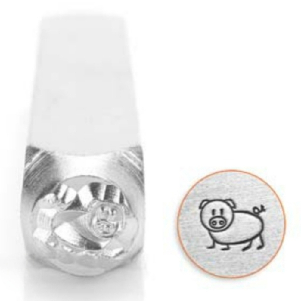 RETIRED DESIGN Pig Metal Stamp Design 6mm